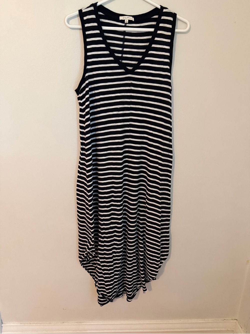 Z SUPPLY Black and White Striped Midi Tank Dress